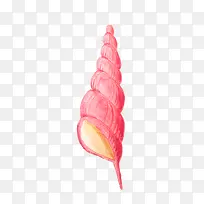 手绘水彩创意红色海螺