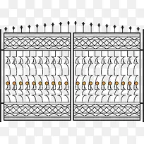 欧式铁艺围栏铁门矢量素材