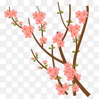 春天植物粉红桃花花瓣花朵矢量素