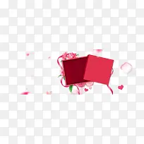 红色礼盒花瓣漂浮装饰图案