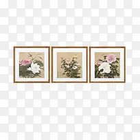 三联式中国风花卉画