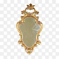 金色边框斑驳的镜子古代器物实物