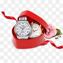 红色爱心礼盒手表装饰图案