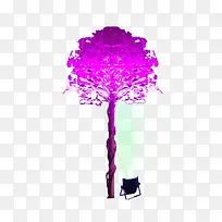 紫色的树木灯光