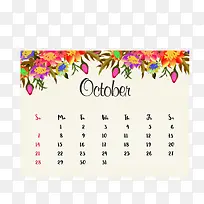 2018年10月花朵日历