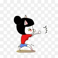 卡通女子散打搏击素材