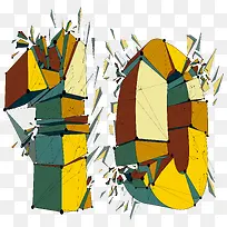 卡通彩色拼接数字10