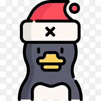 戴圣诞帽的可爱企鹅