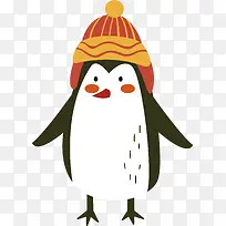 戴帽子的可爱冬天企鹅