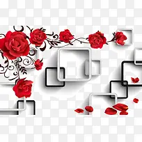 玫瑰花方格子素材背景