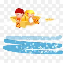 卡通小船矢量图