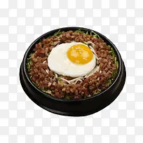韩式肉末煎蛋青菜拌饭