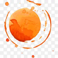 手绘橙色圆球