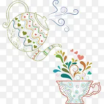 彩色花纹茶具
