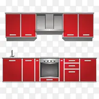 红色现代简约厨房