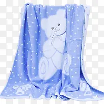 新生婴儿蓝色小熊纯棉正方形浴巾