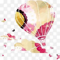 粉色绚丽梦幻热气球