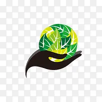 黑色的手捧着绿色地球