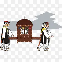 古代四人抬花轿