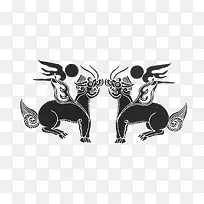 手绘装饰画麒麟png