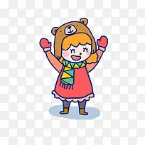 卡通手绘冬天的小女孩矢量免抠图