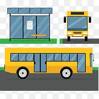 黄色公交站台模型