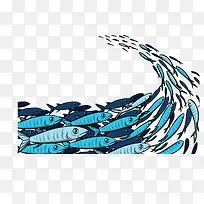 蓝色海底洄游的鱼群