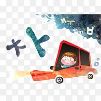 开汽车的小男孩
