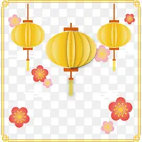 金色折纸中国风灯笼