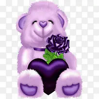 拿紫色鲜花的卡通小熊