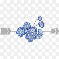 创意蓝色花朵矢量蓝色装饰花纹边