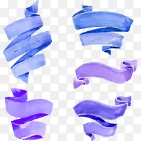 5款蓝色和紫色祝福条幅矢量素材