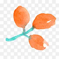 橙色水墨鲜花图案
