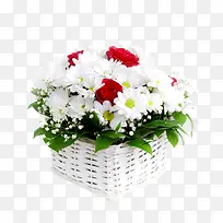 白色篮子和鲜花