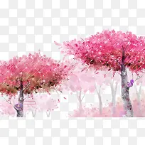 春天桃花树林素材