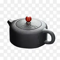 镶玛瑙黑陶茶壶