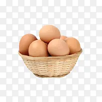 褐色鸡蛋篮子里的初生蛋实物