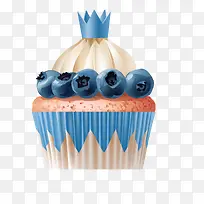 手绘卡通创意蓝莓纸杯蛋糕