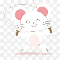 微笑粉色设计跳绳的老鼠