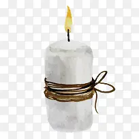 白色绳子蜡烛火焰亮光