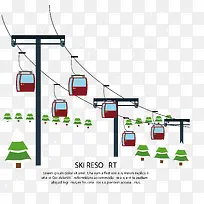 冬季滑雪中心缆车
