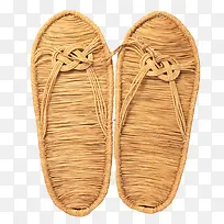 棕色编织的舒适的海边沙滩鞋实物