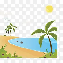 美丽海边沙滩椰子树