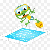 带泳镜的青蛙 装饰插画