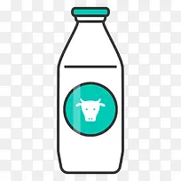 一瓶手绘的扁平化牛奶