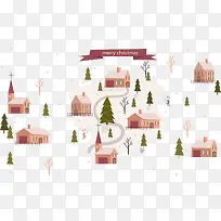 圣诞节小镇粉色房子