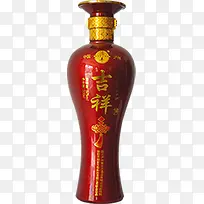 红色吉祥酒瓶毛笔字