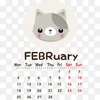 猪年二月猫咪日历