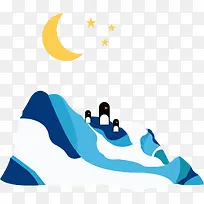 蓝色月亮冰山企鹅