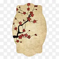 复古梅花底纹标签